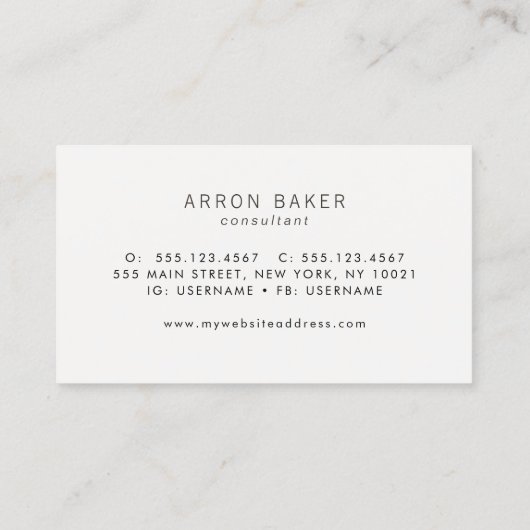 シンプルミニマルエレガントブラウン無地のスエードルック 名刺 (裏面)