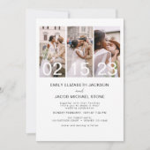 シンプルミニマルエレガントム写真結婚白 招待状 (正面)