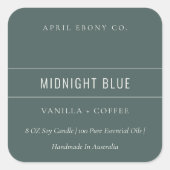 シンプルミニマルエレガントモダンダスキグレイ青 スクエアシール (正面)