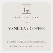 シンプルミニマルエレガントモダンダスキホワイトロゴ スクエアシール (正面)