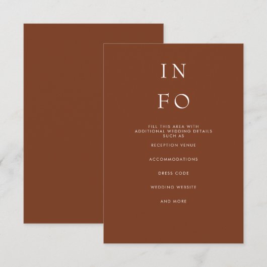 シンプルミニマルエレガントモダンテラ結婚コタス エンクロージャーカード (正面/裏面)