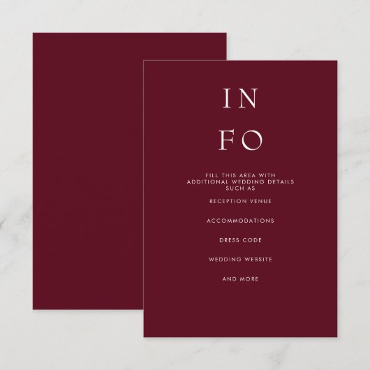 シンプルミニマルエレガントモダンバ結婚グンディ エンクロージャーカード (正面/裏面)