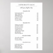 シンプルミニマルエレガントモダン価格表 ポスター (正面)