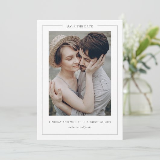 シンプルミニマルエレガントモダン写真の日付を保存 セーブザデート (スタンド正面)