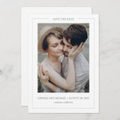 シンプルミニマルエレガントモダン写真の日付を保存 セーブザデート (正面/裏面)