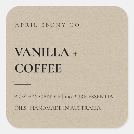 シンプルミニマルエレガントモダン素朴KRAFT スクエアシール (正面)