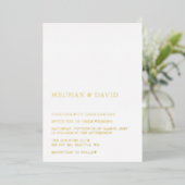 シンプルミニマルエレガントモダン結婚白 箔招待状 (立ち正面)
