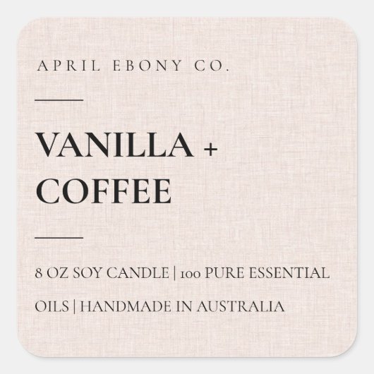 シンプルミニマルエレガントモダン赤面ピンクリネン スクエアシール (正面)