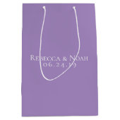 シンプルミニマルエレガントラベンダー結婚文字 ミディアムペーパーバッグ (正面)
