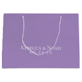 シンプルミニマルエレガントラベンダー結婚文字 ラージペーパーバッグ (正面)