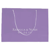 シンプルミニマルエレガントラベンダー結婚文字 ラージペーパーバッグ (裏面)