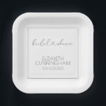 シンプルミニマルエレガントリストシックハートブライダルシャワー ペーパープレート<br><div class="desc">サンセリフシンプルとドモダンールハートを有するキュロよくはしゃぐスタイポグラフィで構成されるおよびデザイン。のブライダルシャワー結婚パーティーの好意に最適</div>