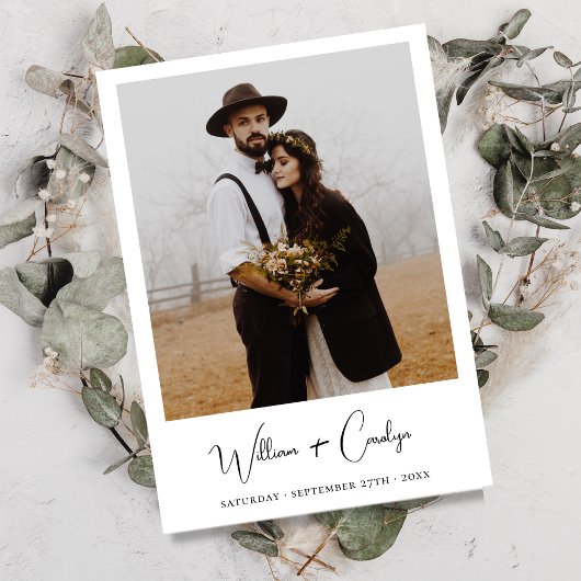 シンプルミニマルエレガント写真結婚の 招待状