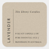 シンプルミニマルエレガント素朴Kraftキャンドルラベル スクエアシール (正面)