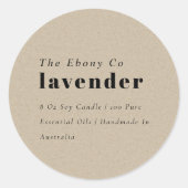 シンプルミニマルエレガント素朴Kraftキャンドルラベル ラウンドシール (正面)