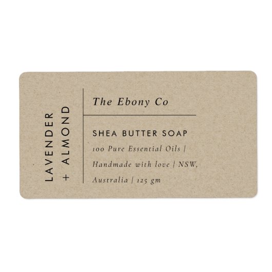 シンプルミニマルエレガント素朴Kraft石鹸ラベル ラベル (正面)