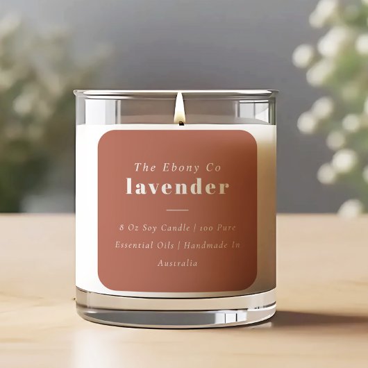 シンプルミニマルエレガント素朴Rust Candleラベル スクエアシール