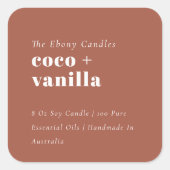 シンプルミニマルエレガント素朴Rust Candleラベル スクエアシール (正面)