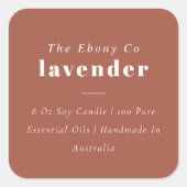 シンプルミニマルエレガント素朴Rust Candleラベル スクエアシール (正面)