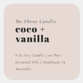 シンプルミニマルエレガント赤面キャンドルラベル スクエアシール (正面)