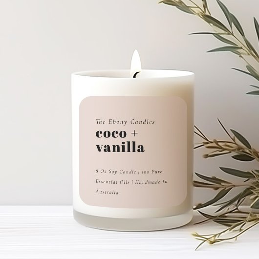 シンプルミニマルエレガント赤面キャンドルラベル スクエアシール