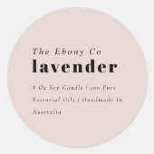 シンプルミニマルエレガント赤面キャンドルラベル ラウンドシール (正面)