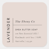 シンプルミニマルエレガント赤面石鹸ラベル スクエアシール (正面)