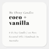 シンプルミニマルエレガント黒・白キャンドルラベル スクエアシール (正面)