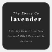 シンプルミニマルエレガント黒・白キャンドルラベル スクエアシール (正面)