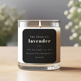 シンプルミニマルエレガント黒・白キャンドルラベル スクエアシール