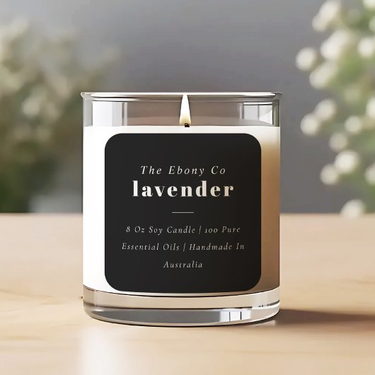 シンプルミニマルエレガント黒・白キャンドルラベル スクエアシール