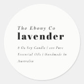 シンプルミニマルエレガント黒・白キャンドルラベル ラウンドシール (正面)