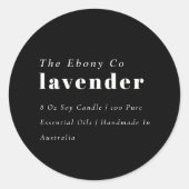 シンプルミニマルエレガント黒・白キャンドルラベル ラウンドシール (正面)