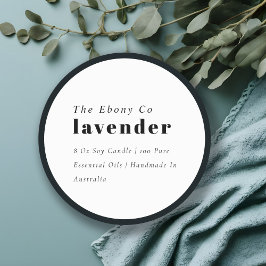 シンプルミニマルエレガント黒・白キャンドルラベル ラウンドシール