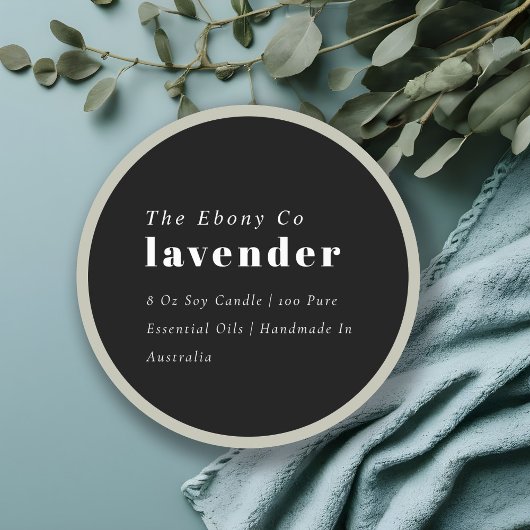 シンプルミニマルエレガント黒・白キャンドルラベル ラウンドシール