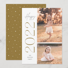 シンプルミニマルエレガントHappy 2022 Two-Photo H シーズンカード