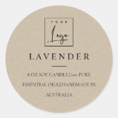 シンプルミニマルエレガントKraftロゴキャンドルラベル ラウンドシール (正面)