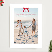 シンプルミニマルエレガントRed Christmas Bow写真 シーズンカード