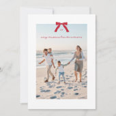 シンプルミニマルエレガントRed Christmas Bow写真 シーズンカード (正面)