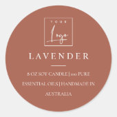 シンプルミニマルエレガントRust Logo Candleラベル ラウンドシール (正面)