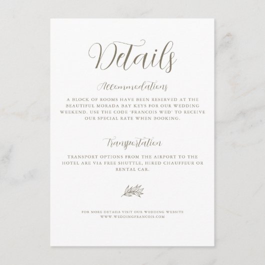 シンプルミニマルエレガントScriptの結婚詳細 エンクロージャーカード (正面)