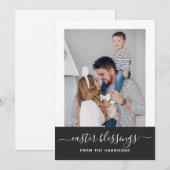 シンプルミニマルエレガントScript Family Photo Easter シーズンカード (正面/裏面)