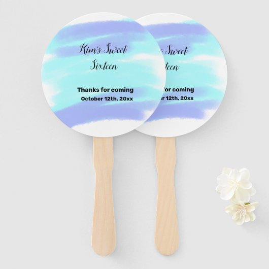 シンプルミニマルエレガントsweet sixteenカスタムモダン ハンドファン (正面&裏面)