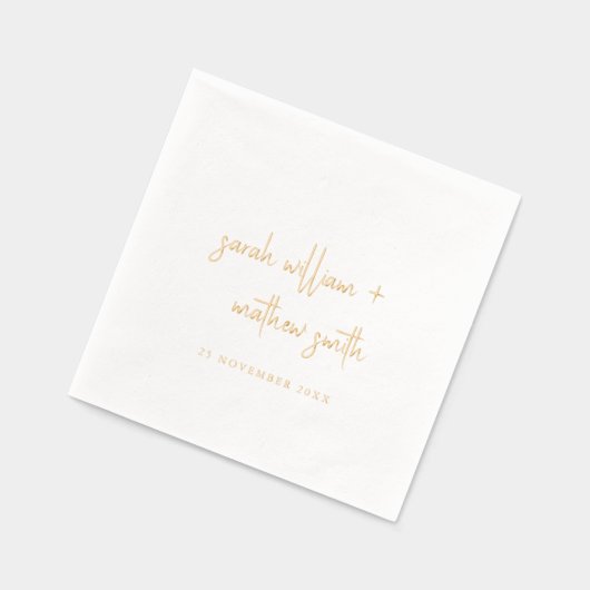 シンプルミニマルエレガントTopography Script結婚's 箔ナプキン (左)