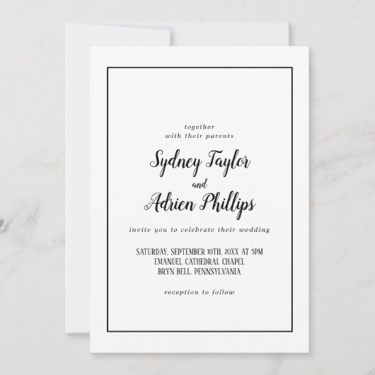 シンプルミニマルカジュアルフレーム結婚式招待状 招待状 (正面)