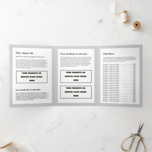 シンプルミニマルカスタムリストロゴ&イメージビジネス 三つ折りカード (内部)