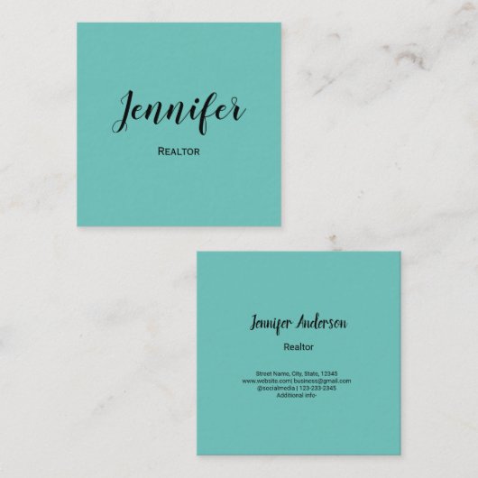 シンプルミニマルカスタムロゴ白色不動産仲介業者バス スクエア名刺 (正面/裏面)