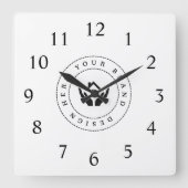 シンプルミニマルカスタムロゴ&文字プロモーション スクエア壁時計 (正面)