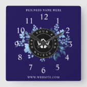 シンプルミニマルカスタムロゴ&文字プロモーション スクエア壁時計 (正面)