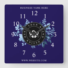 シンプルミニマルカスタムロゴ&文字プロモーション スクエア壁時計